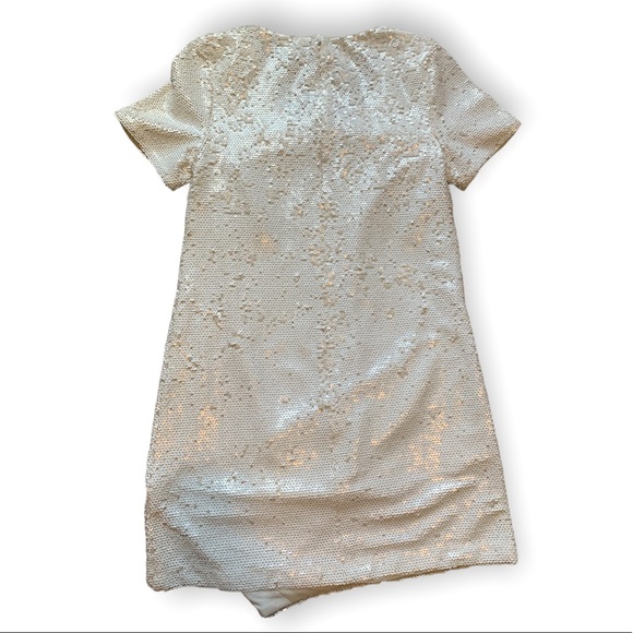 NWT Stylestalker White Sequin Asymmetrical Short Sleeved Mini Dress XS - Picture 2 of 10